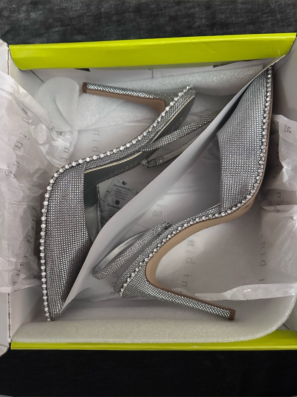 NWT Gianni Bini Kahleaa Silver Rhinestone Slingback Heels Size 11